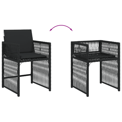 Set da Pranzo da Giardino 13pz con Cuscini Nero in Polyrattan | homemem39