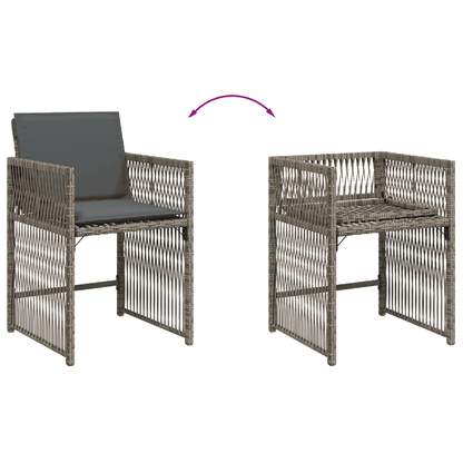 Set da Pranzo da Giardino 13pz con Cuscini Grigio in Polyrattan
