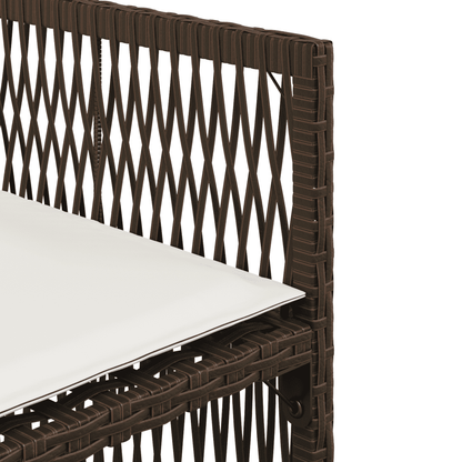 Set da Pranzo da Giardino 13pz con Cuscini Marrone Polyrattan