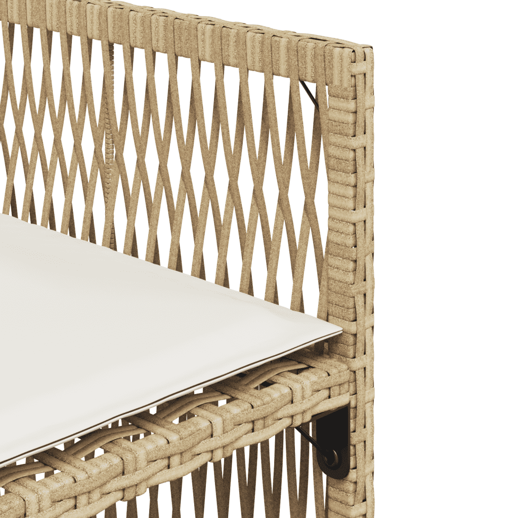 Set da Pranzo da Giardino 7 pz con Cuscini Beige in Polyrattan