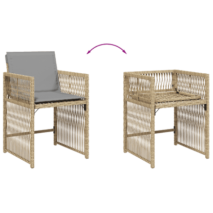 Set Pranzo da Giardino 15 pz con Cuscini Beige Misto Polyrattan