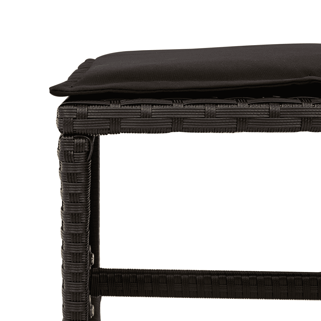 Set da Pranzo da Giardino 15 pz con Cuscini Nero in Polyrattan