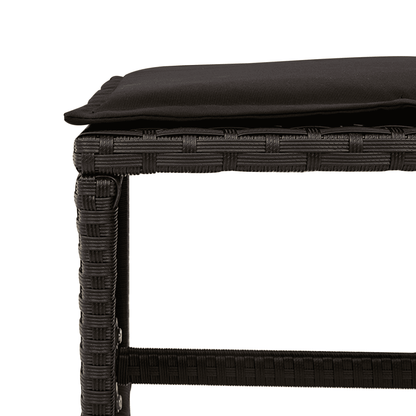 Set da Pranzo da Giardino 15 pz con Cuscini Nero in Polyrattan