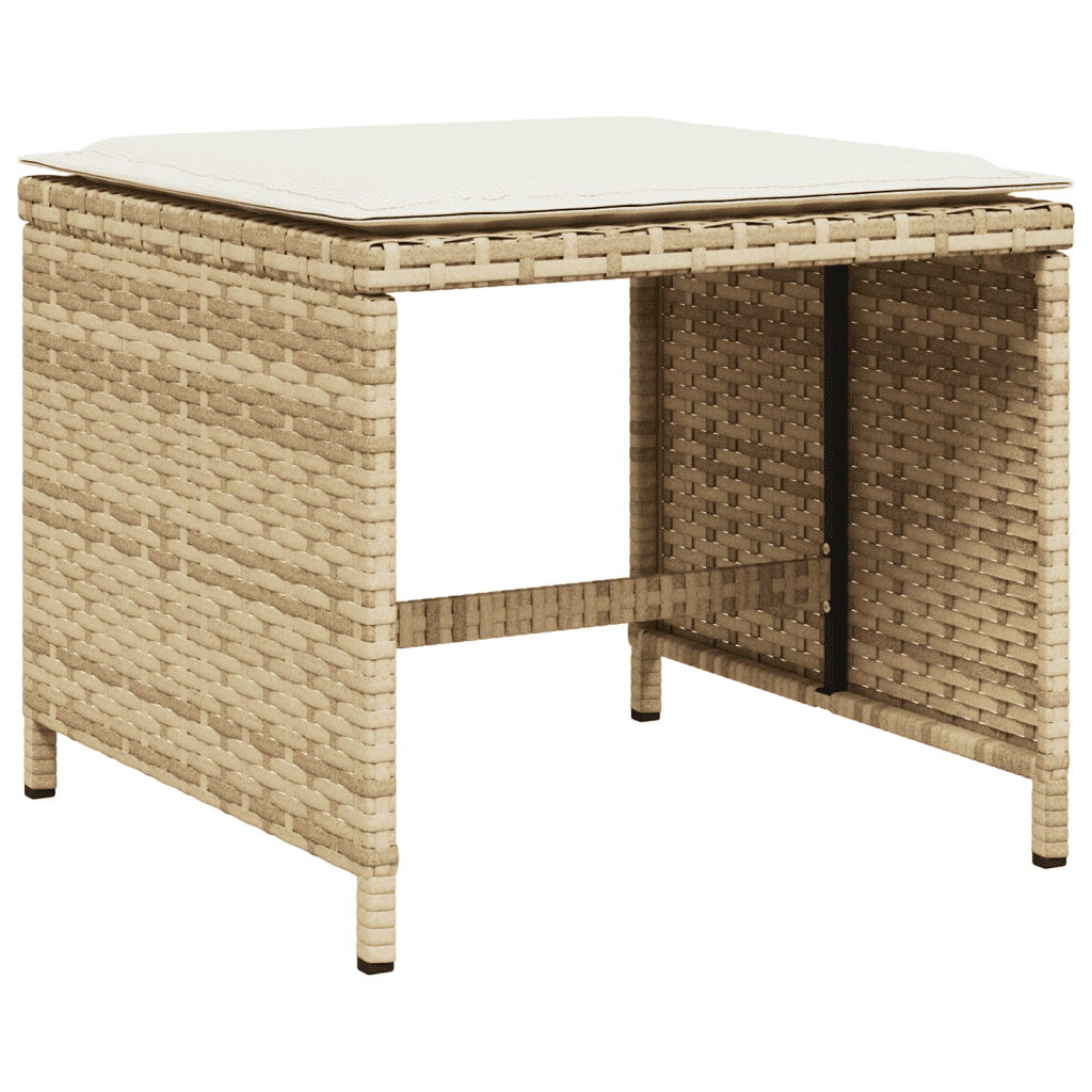 Set da Pranzo da Giardino 17 pz con Cuscini Beige in Polyrattan | homemem39