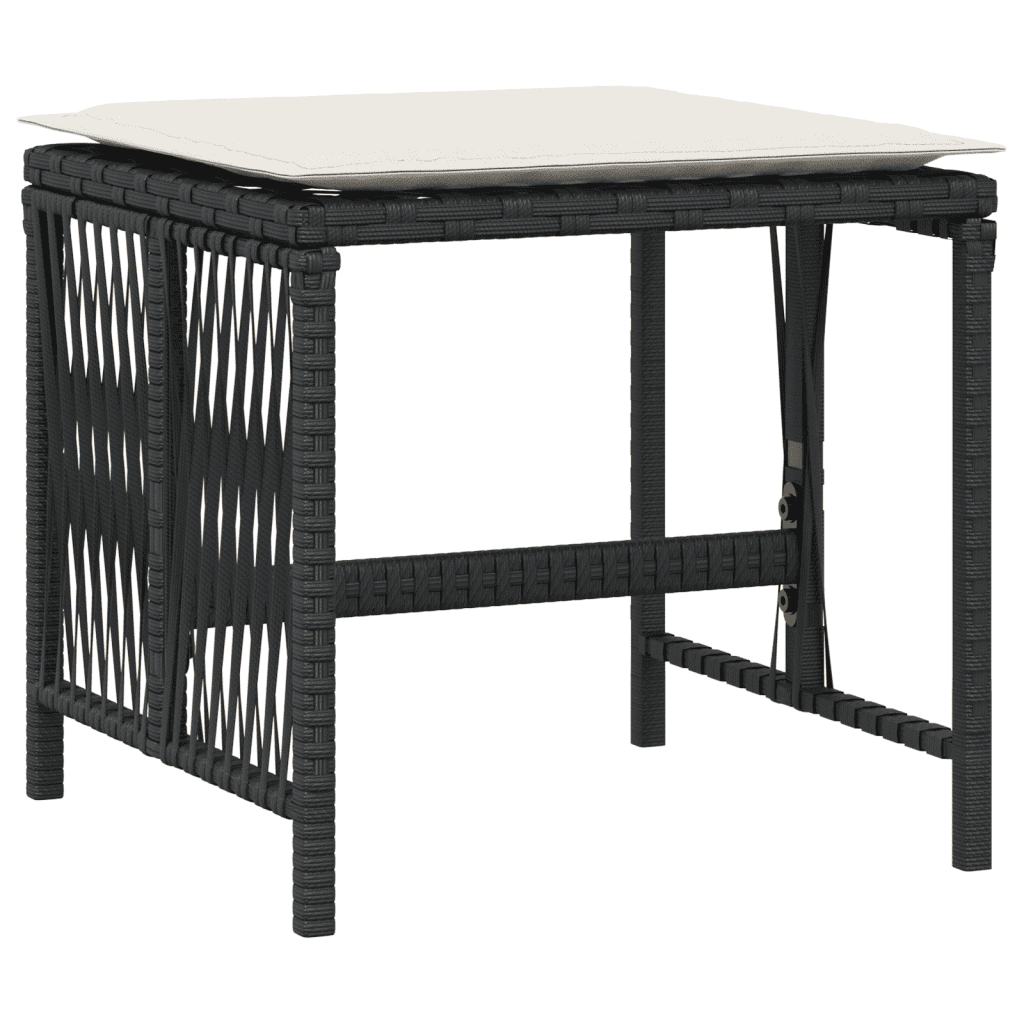 Set da Pranzo da Giardino 11 pz con Cuscini in Polyrattan Nero