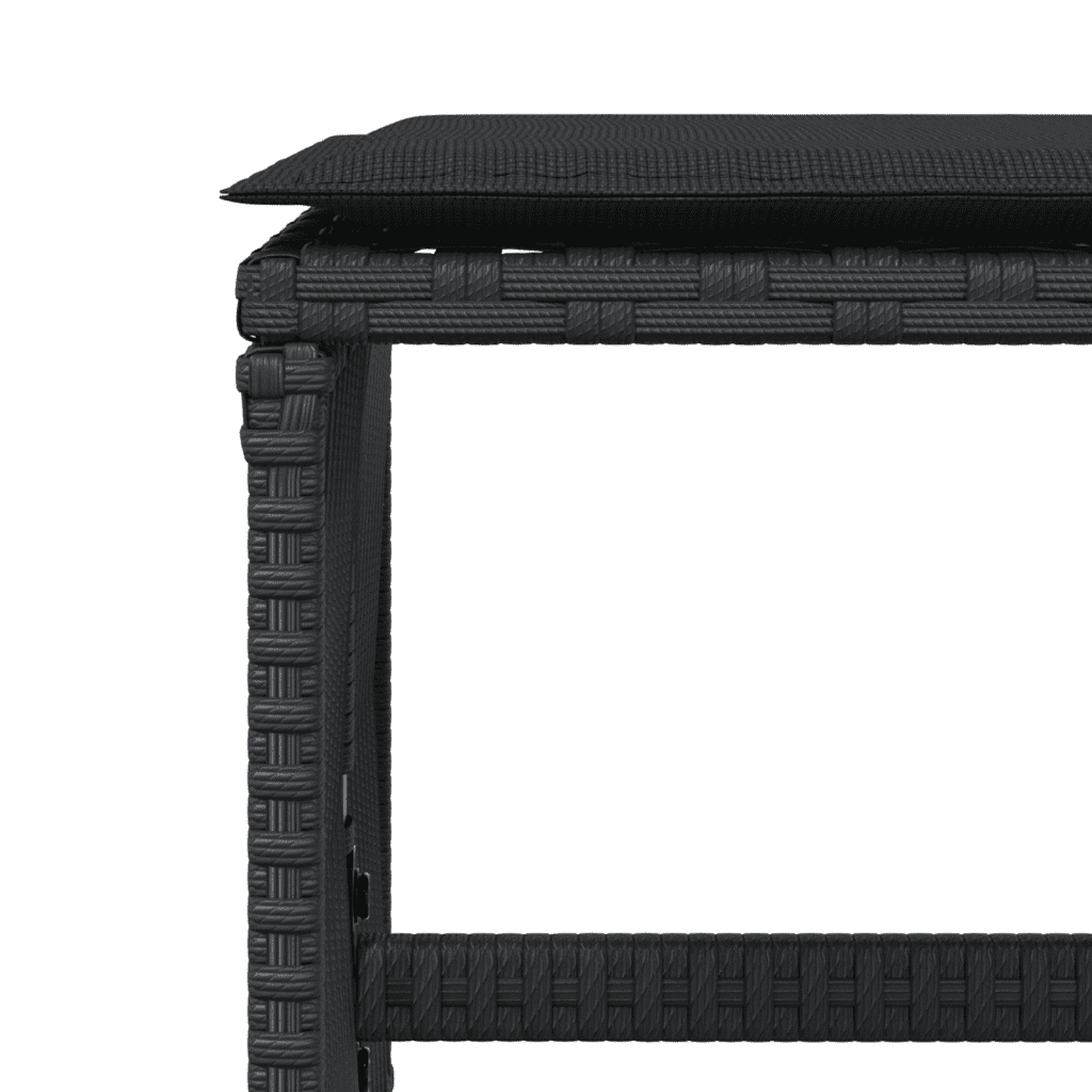 Set da Pranzo da Giardino 13pz con Cuscini Nero in Polyrattan