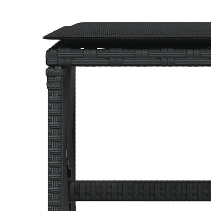 Set da Pranzo da Giardino 13pz con Cuscini Nero in Polyrattan