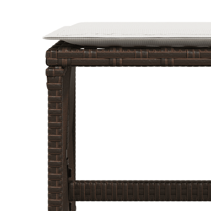 Set da Pranzo da Giardino 17 pz con Cuscini Marrone Polyrattan