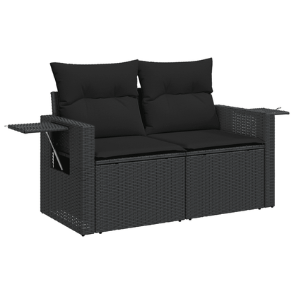Set Divani da Giardino 4 pz con Cuscini Nero in Polyrattan | homemem39
