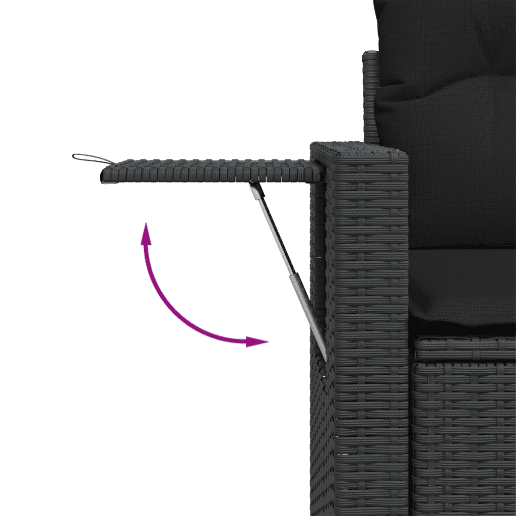Set Divani da Giardino 10pz con Cuscini in Polyrattan Nero | homemem39