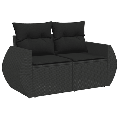 Set Divani da Giardino con Cuscini 7pz Nero Polyrattan | homemem39