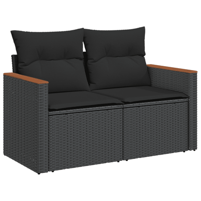 Set Divani da Giardino con Cuscini 7pz Nero Polyrattan | homemem39