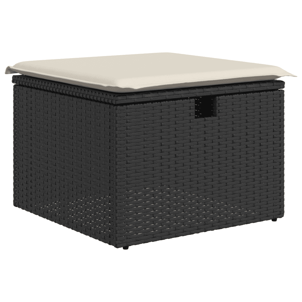 Set Divani da Giardino 9 pz con Cuscini Nero in Polyrattan