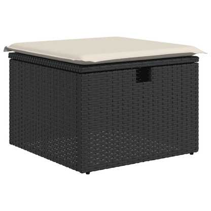 Set Divano da Giardino 6 pz con Cuscini Nero in Polyrattan