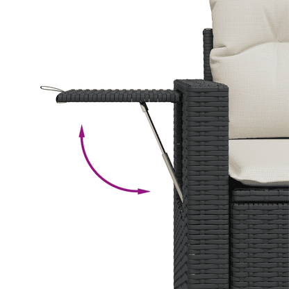 Set Divano da Giardino 6 pz con Cuscini Nero in Polyrattan | homemem39