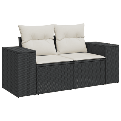 Set Divani da Giardino con Cuscini 7pz Nero Polyrattan | homemem39