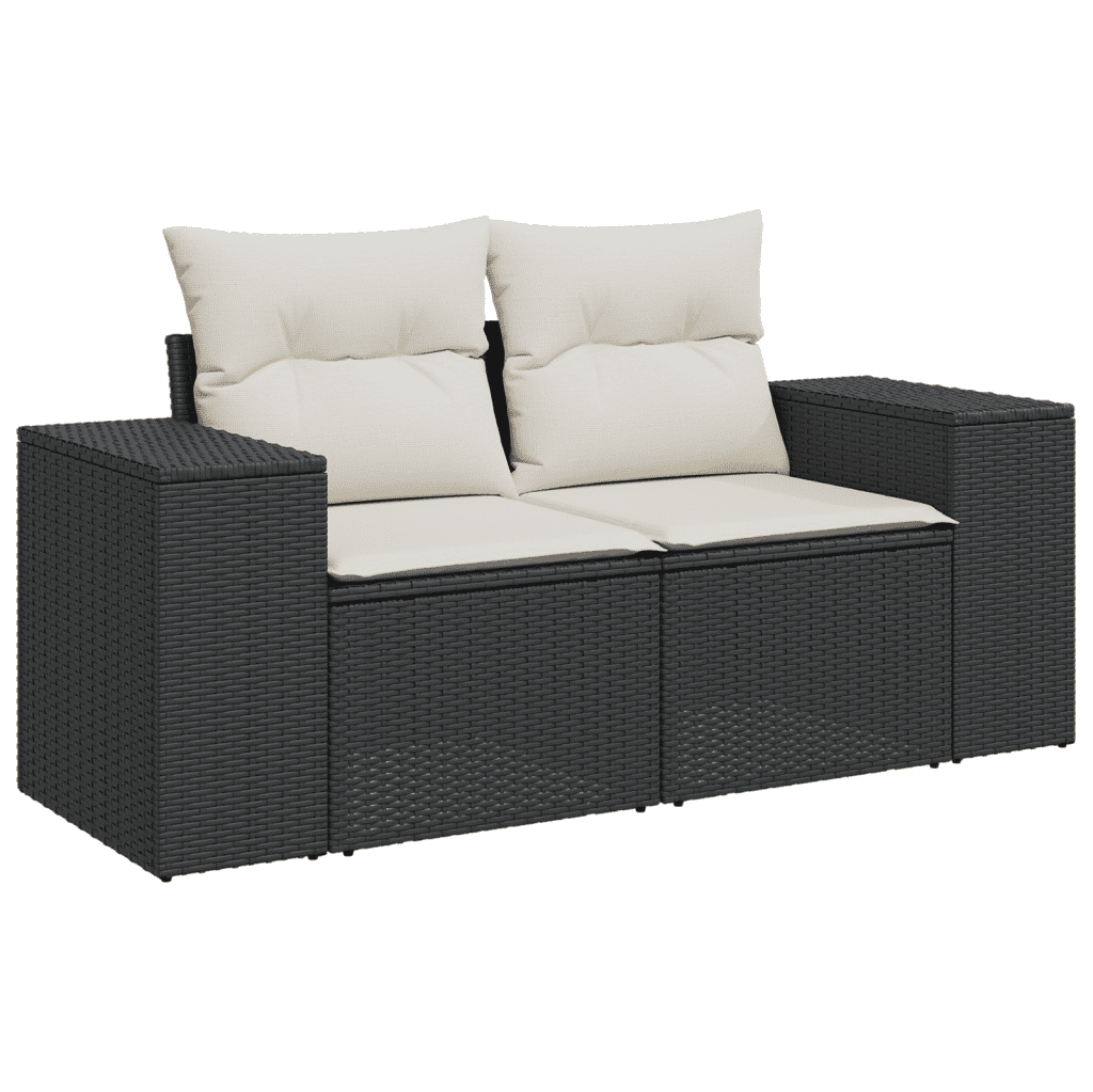 Set Divani da Giardino 9 pz con Cuscini Nero in Polyrattan | homemem39