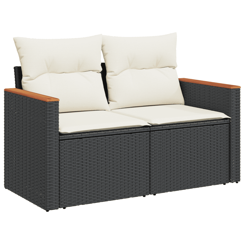 Set Divani da Giardino con Cuscini 7pz Nero Polyrattan | homemem39