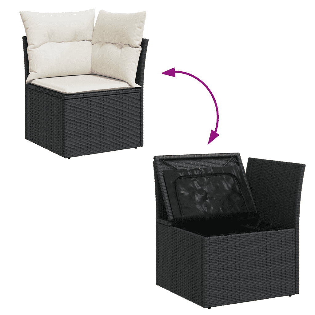 Set Divani da Giardino con Cuscini 8 pz Nero in Polyrattan | homemem39