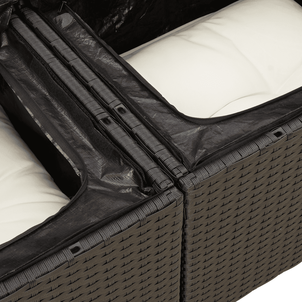 Patio Sofa Set 10-Posti Nero e Crema