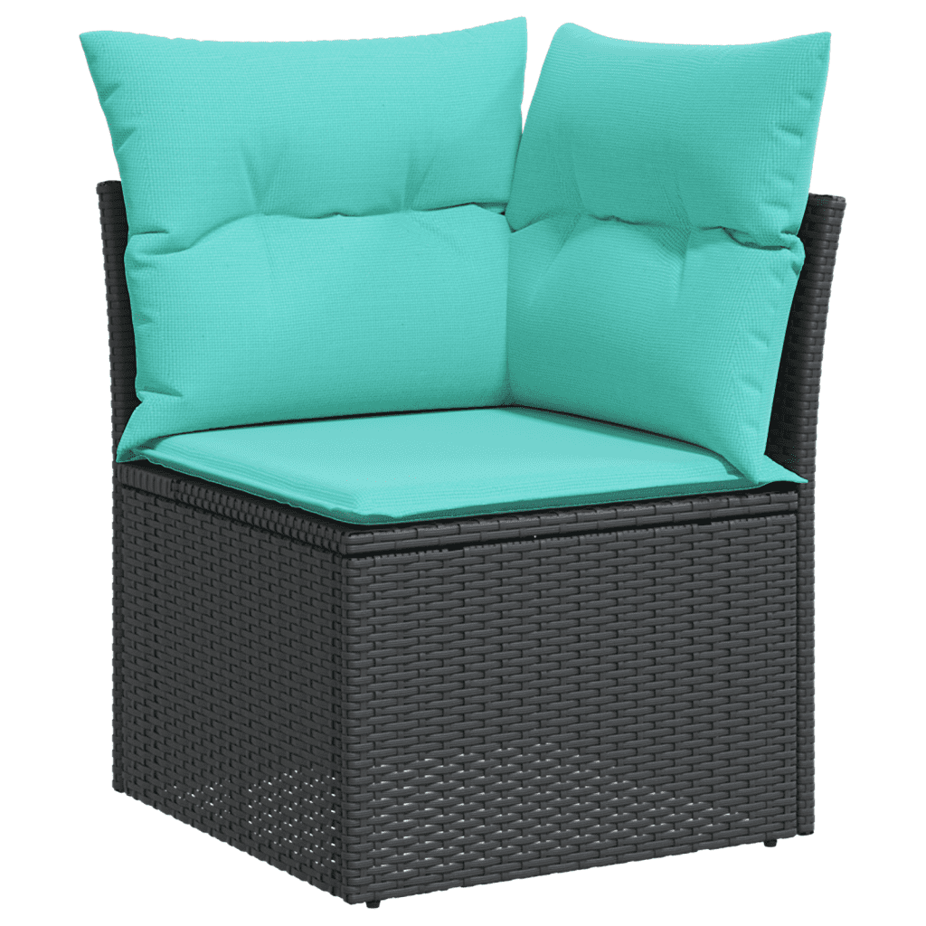Set Divani da Giardino 8 pz con Cuscini Nero in Polyrattan