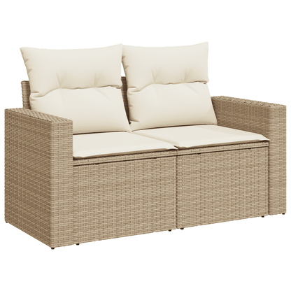 Set Divano da Giardino 13 pz con Cuscini Beige in Polyrattan