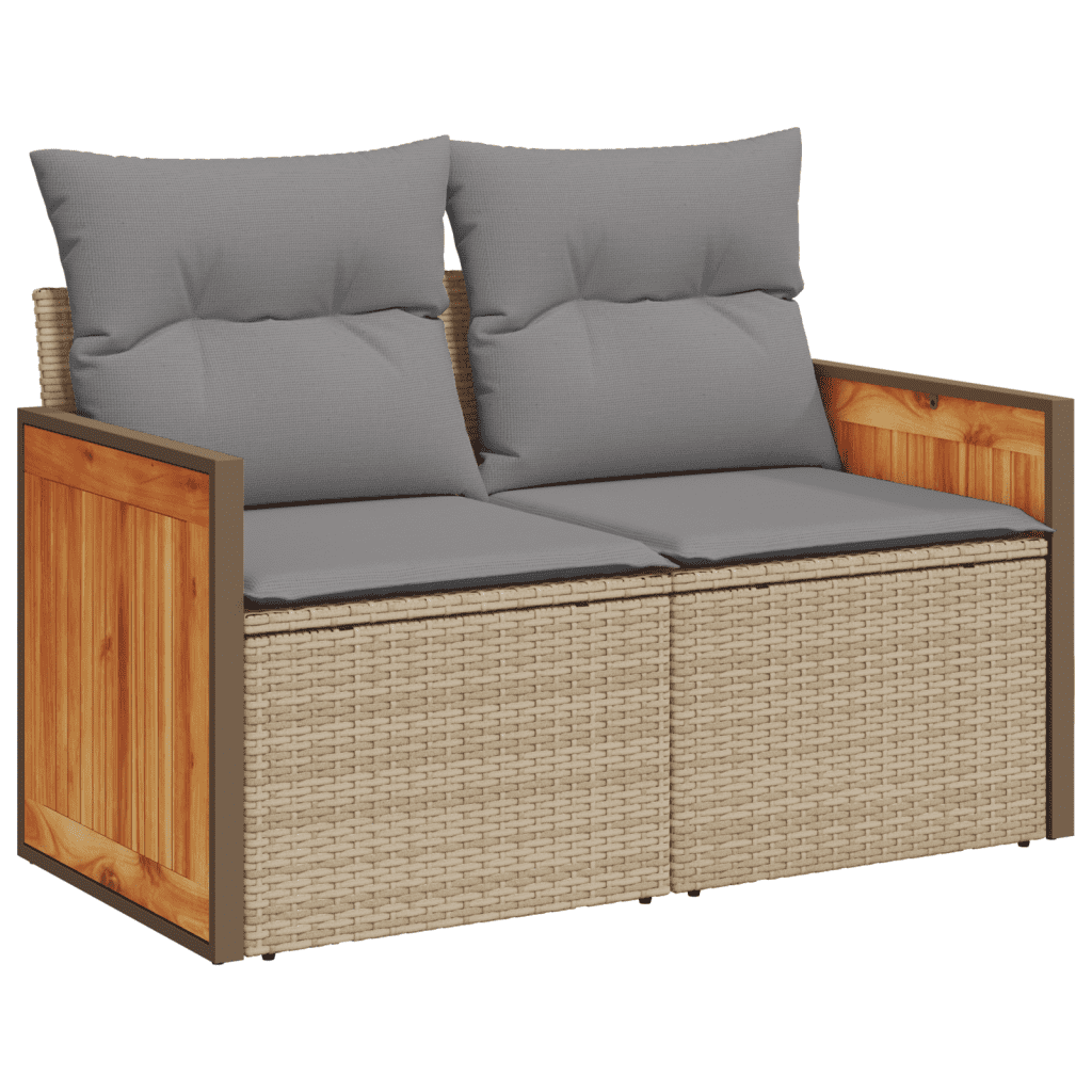 Set Divani da Giardino 7 pz con Cuscini Beige in Polyrattan | homemem39