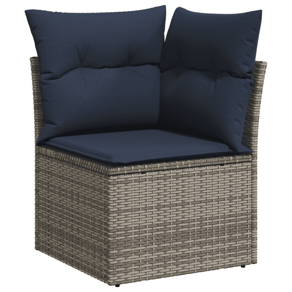 Set Divani da Giardino 11 pz con Cuscini Grigio in Polyrattan
