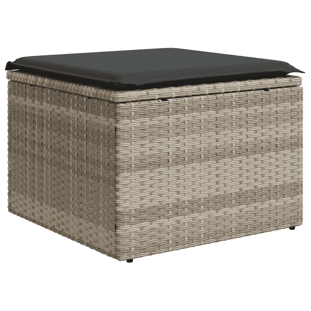 Set Divano da Giardino 5pz con Cuscini Grigio Chiaro Polyrattan
