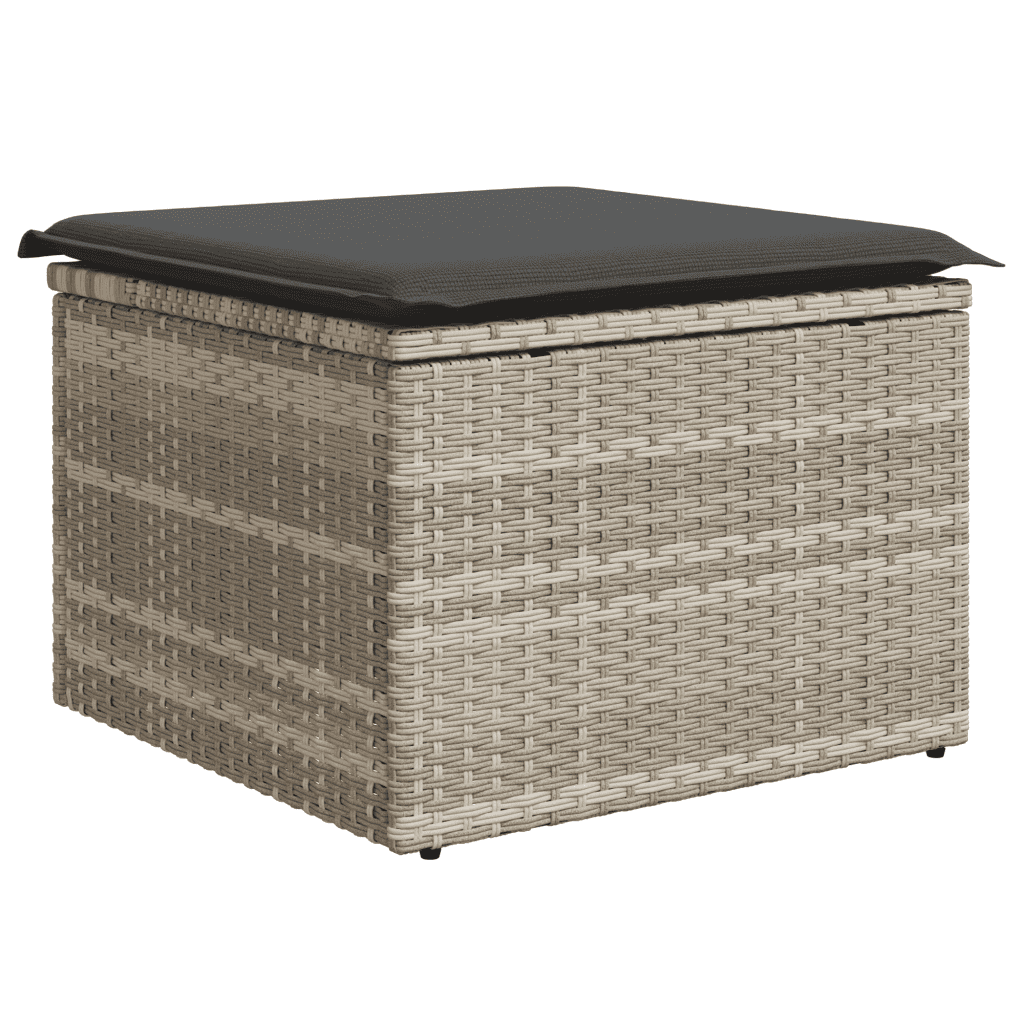 Set Divano da Giardino 5pz con Cuscini Grigio Chiaro Polyrattan