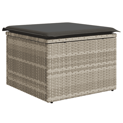 Set Divano da Giardino 5pz con Cuscini Grigio Chiaro Polyrattan