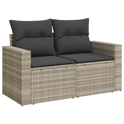 Set Divano da Giardino 6pz con Cuscini Grigio Chiaro Polyrattan