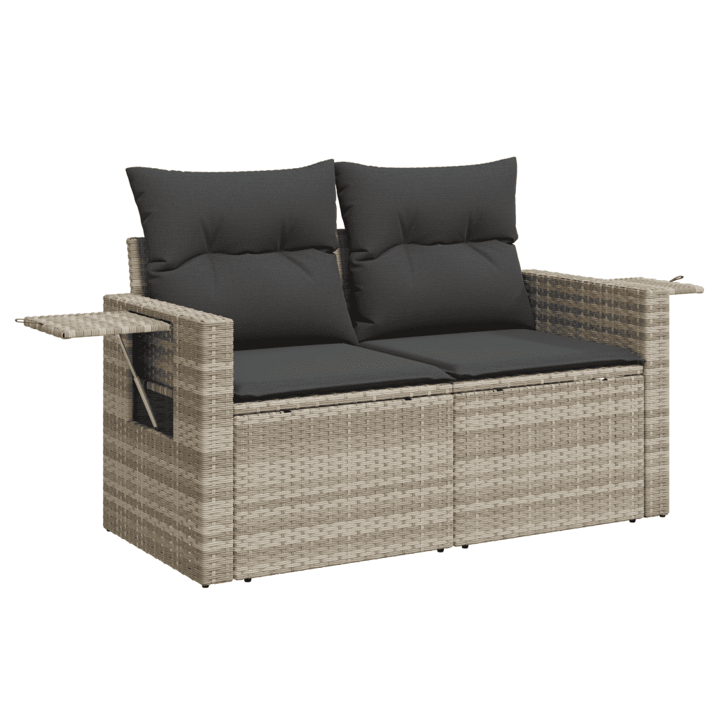 Set Divani da Giardino 7pz con Cuscini Grigio Chiaro Polyrattan | homemem39