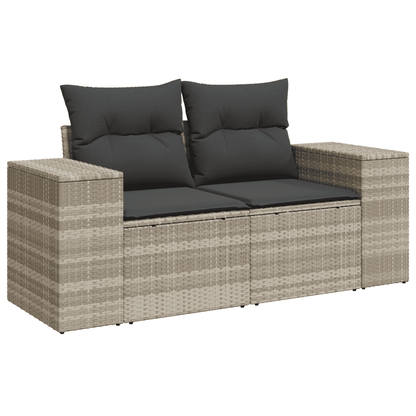 Set Divano Giardino 10 pz con Cuscini Grigio Chiaro Polyrattan