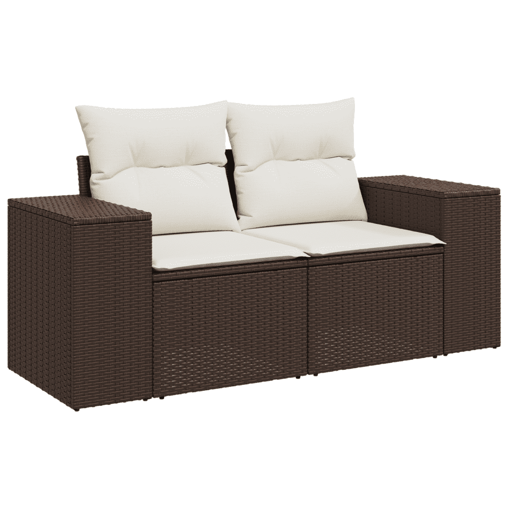 Set Divani da Giardino 11 pz con Cuscini Polyrattan Marrone | homemem39