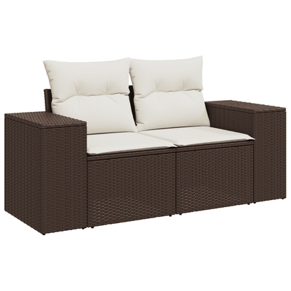 Set Divani da Giardino 11 pz con Cuscini Polyrattan Marrone | homemem39