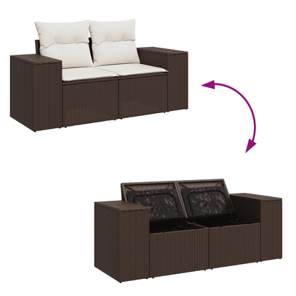 Set Divani da Giardino 9pz con Cuscini Marrone in Polyrattan | homemem39
