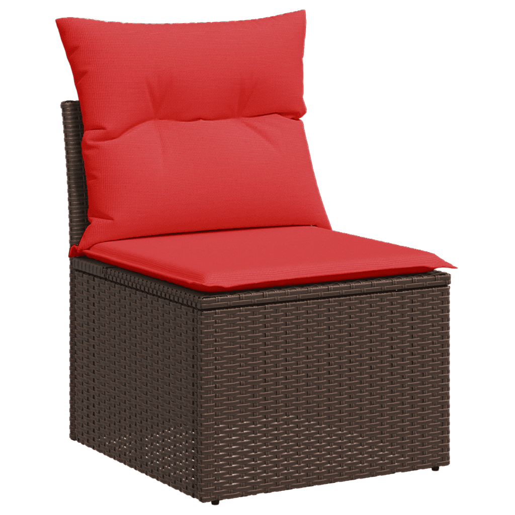 Set Divani da Giardino 7 pz con Cuscini Marrone in Polyrattan