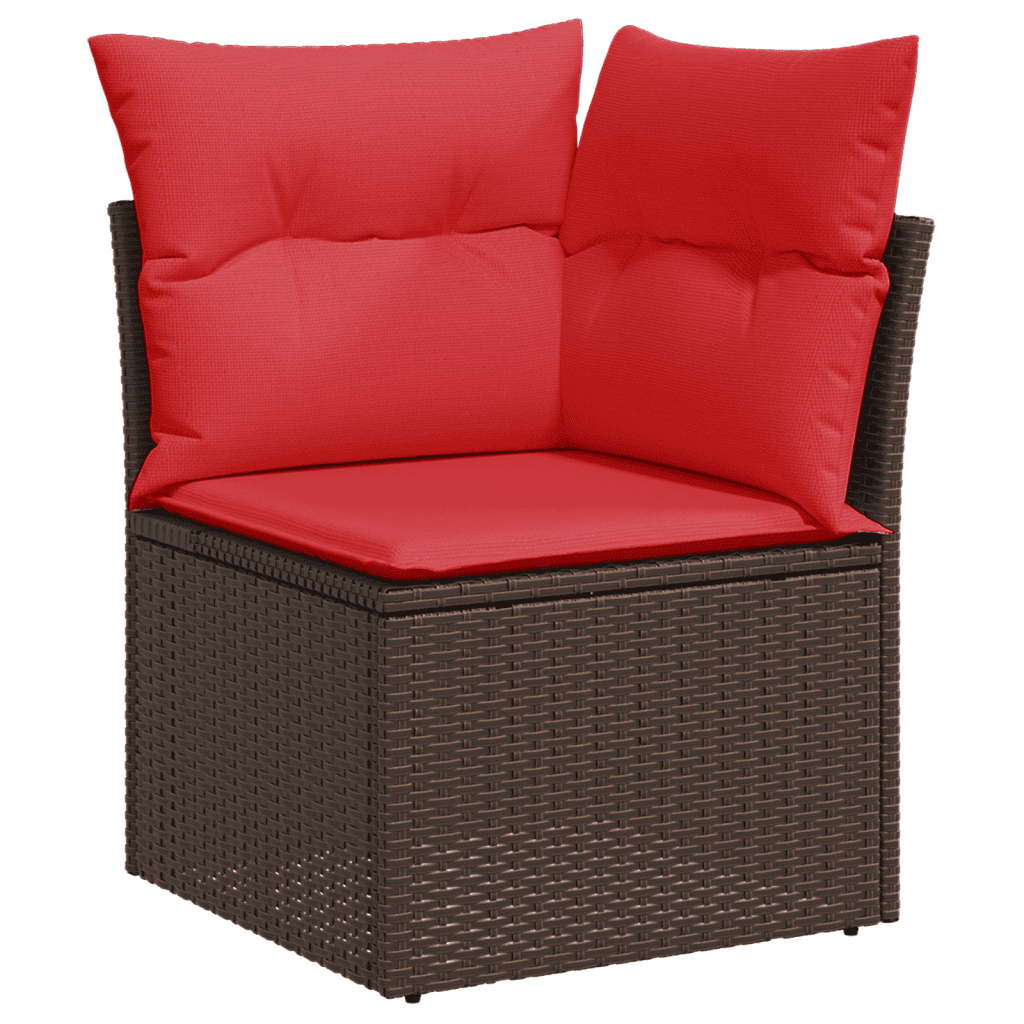 Set Divani da Giardino 6 pz con Cuscini Marrone in Polyrattan