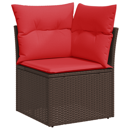 Set Divani da Giardino 7 pz con Cuscini Marrone in Polyrattan