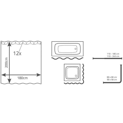 Tenda da Doccia Mohn 180x200 cm