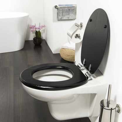 Sedile WC a Chiusura Morbida Blackwash in MDF Nero 252030746