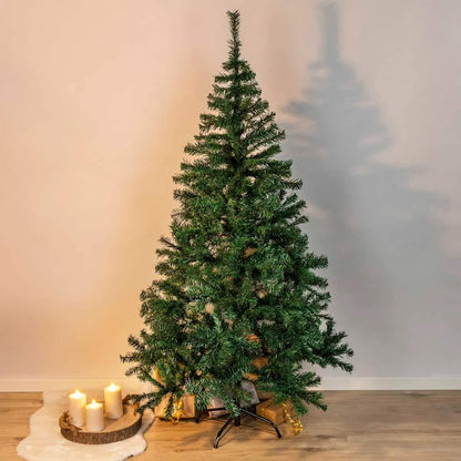 Albero di Natale con Supporto in Metallo Verde 180 cm