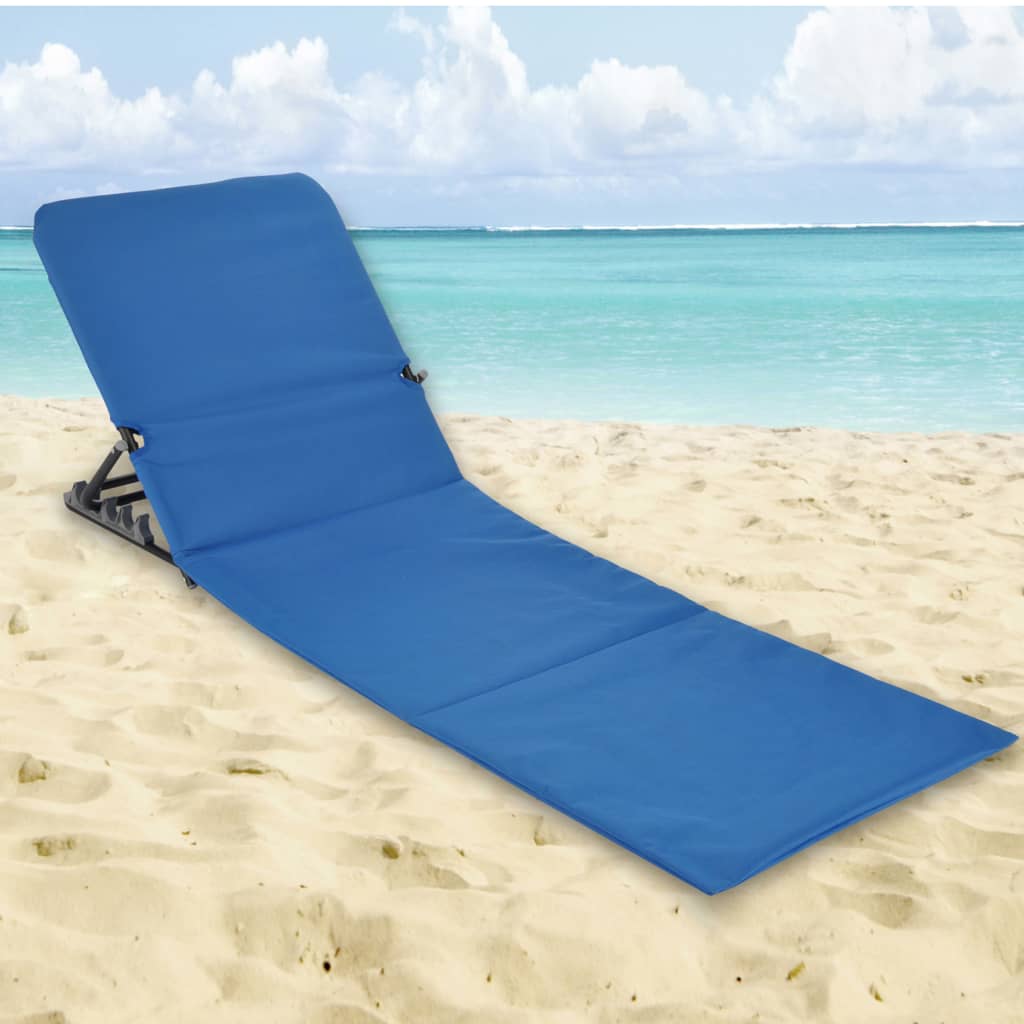 Sedia a Stuoia da Spiaggia Pieghevole in PVC Blu - homemem39