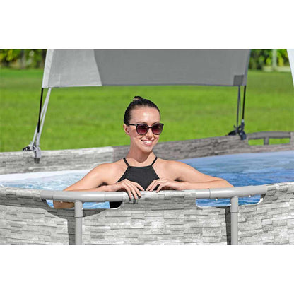 Tettoia per Piscina Fuori Terra Bianco - homemem39