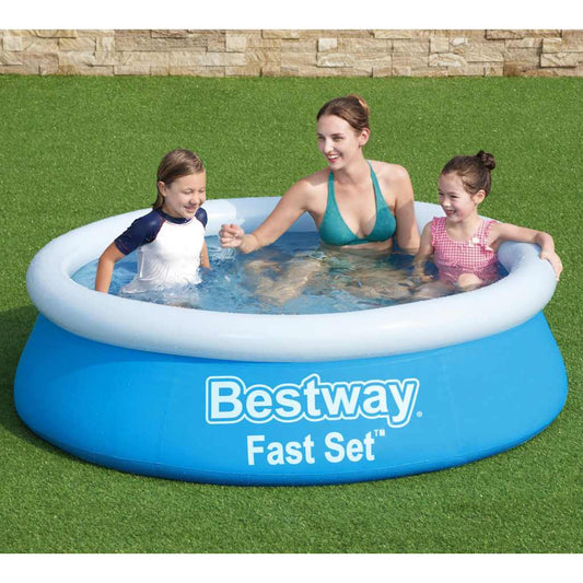 Set Piscina Gonfiabile Fast Rotonda 183x51 cm Blu