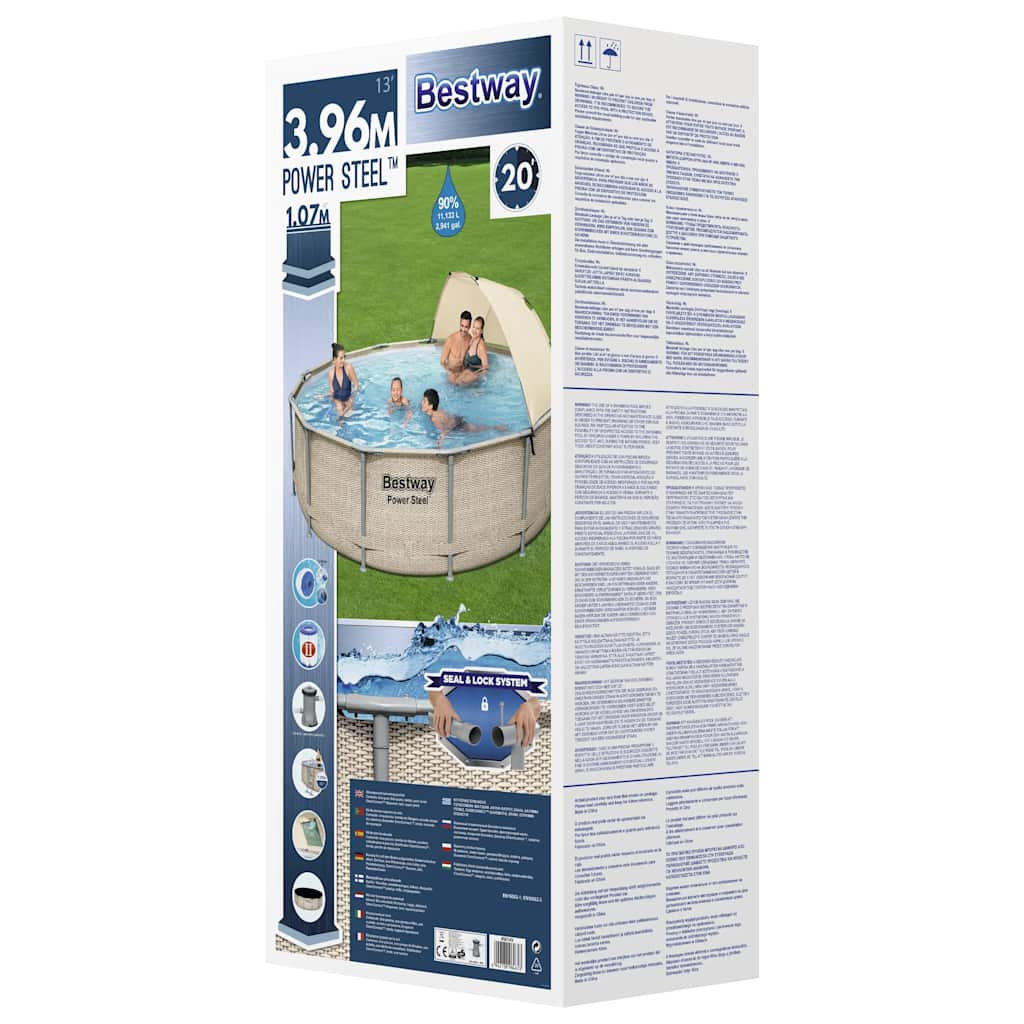Set Piscina con Tettoia Power Steel 396x107 cm