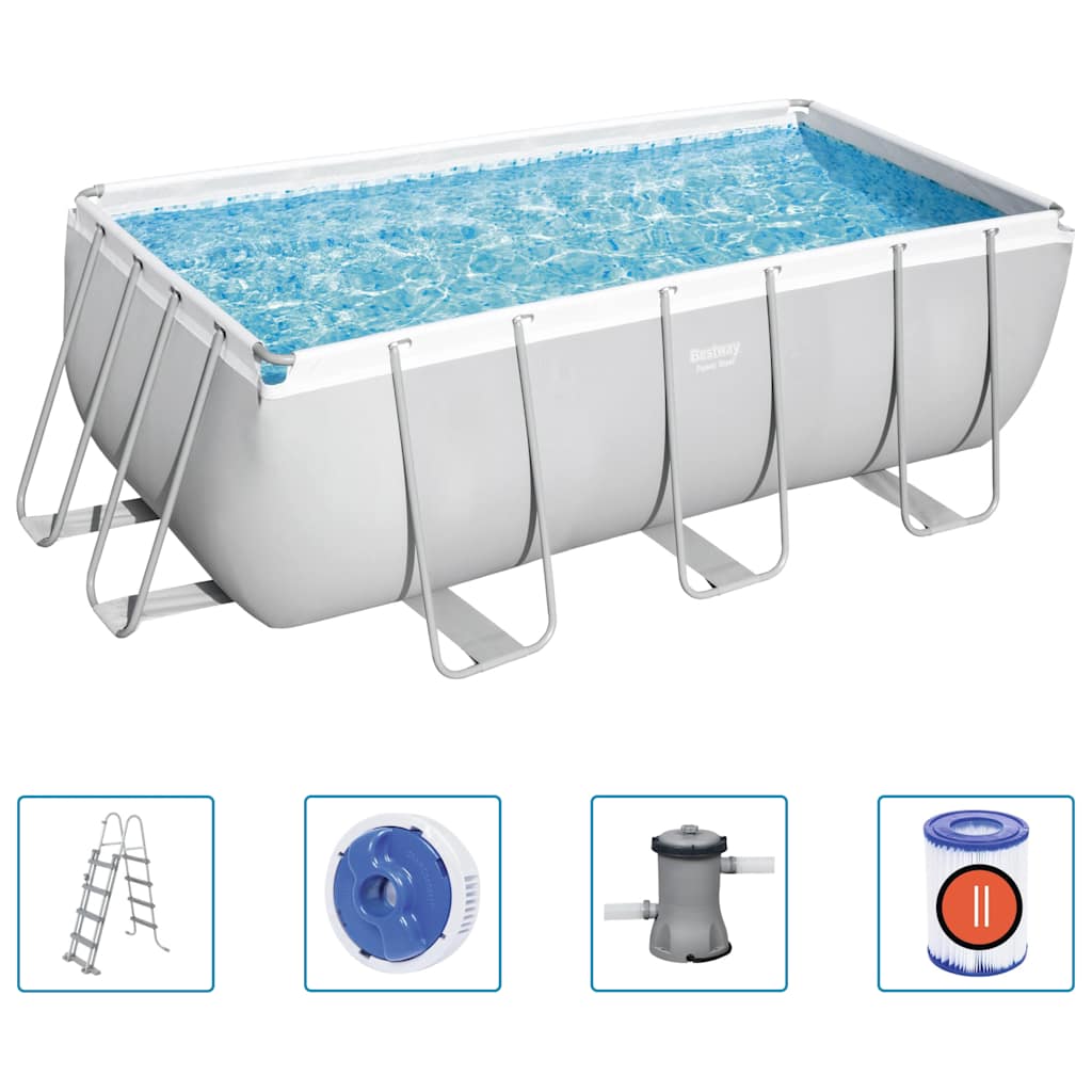Set Piscina Power Steel Rettangolare 412x201x122 cm