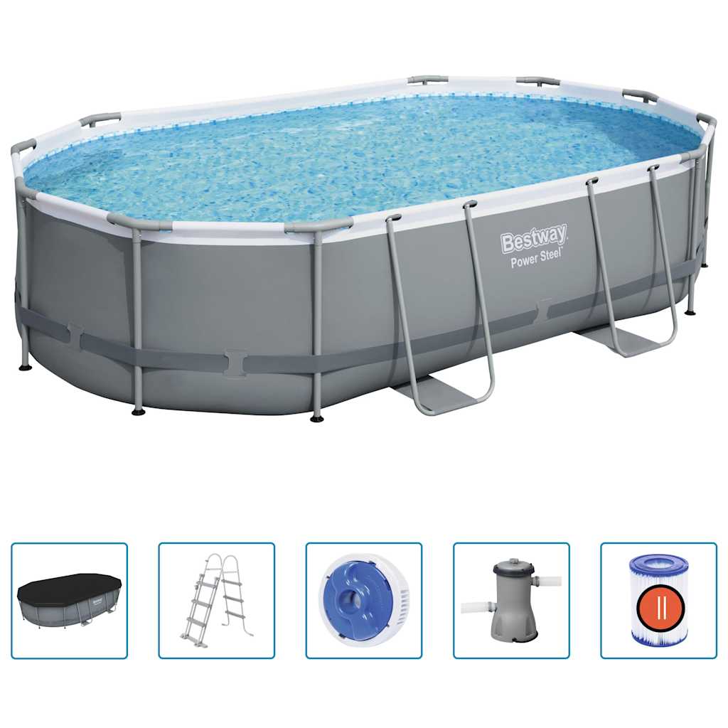 Set Piscina Ovale Power Steel 488x305x107 cm