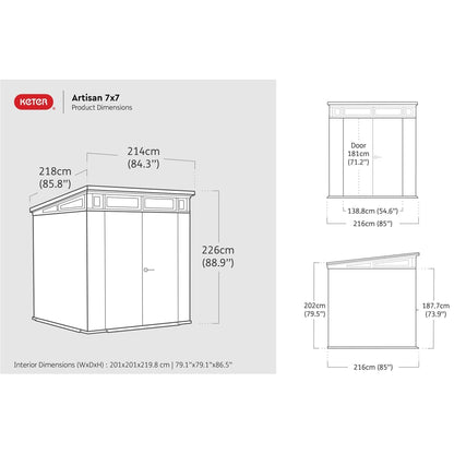 Capanno per Attrezzi da Giardino Artisan 77 214x218x226cm 235572 - homemem39